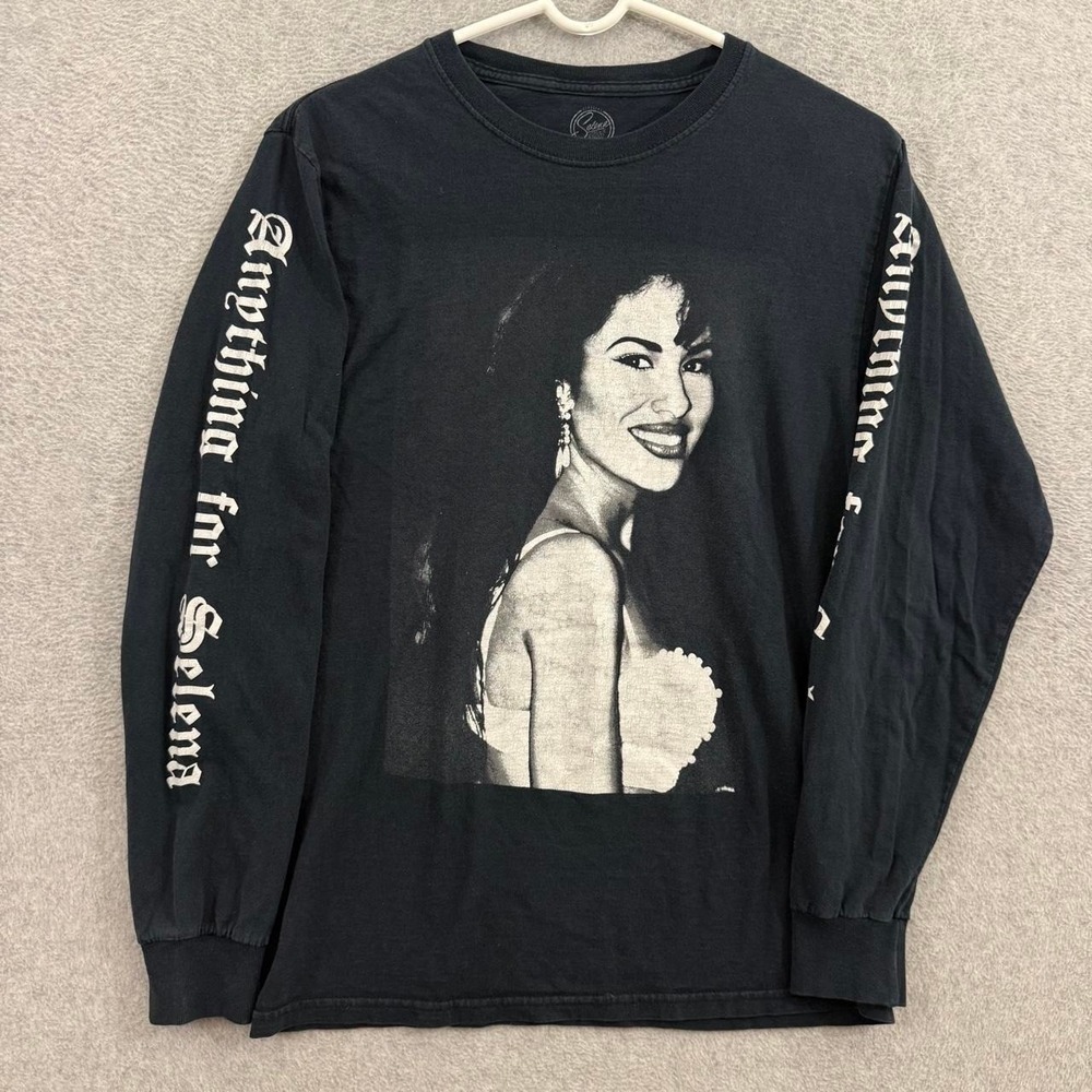 Selena Quintanilla Long Sleeve Shirt Women's Small Black Graphic Como La Flor